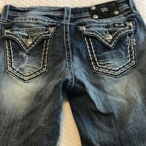 Mid length jean shorts